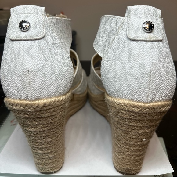 Michael Michael Kors Logo Platform Wedge, bright white Sandals. - Picture 6 of 11